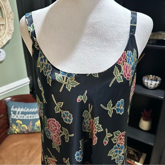 Go Softly Black Metallic Rose Vintage Robe and Nightgown Size Large - Picture 3 of 14